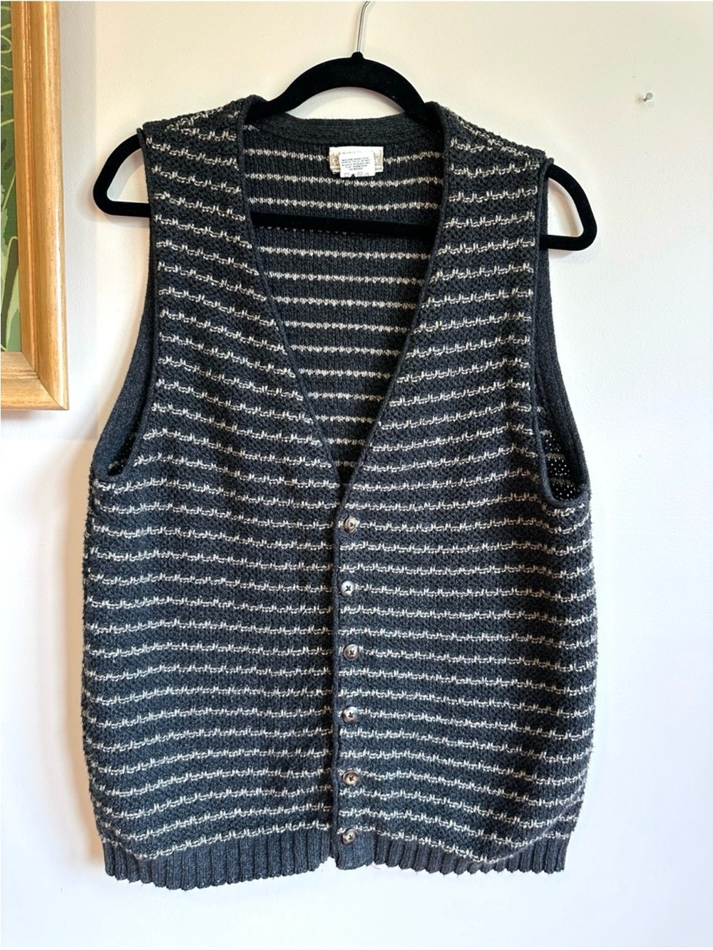 Coldwater Creek Vintage Striped V Neck Button Down Sweater Vest Womens Medium